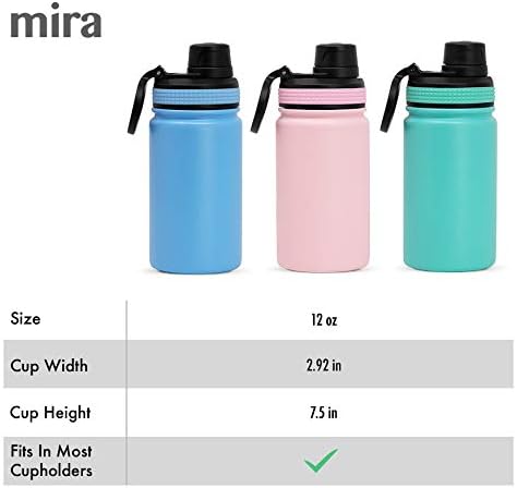 MIRA 12 oz Stainless Steel Kids Water Bottle - Metal Thermo Flask Keeps Cold for 24 Hours, Hot for 12 Hours - Double Wall Vacuum Insulated - Leak ...