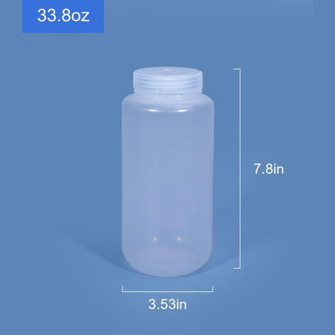33.8 oz Wide Mouth Lab Reagent Bottle, Laboratory Grade Chemical Container, Sealed Leak-proof Clear PP Bottle, Pill Bottle, Water Sample Bottle(2 ...