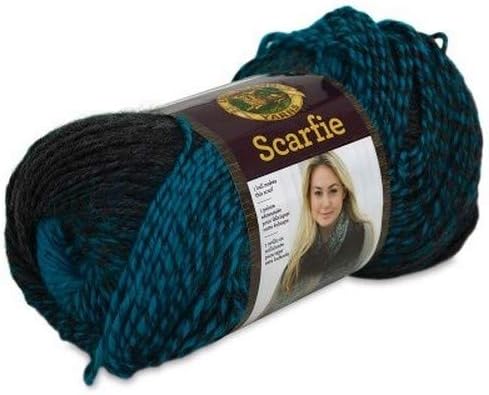 Lion Brand Yarn 826-209 Scarfie Yarn, One Size, Charcoal/Aqua......