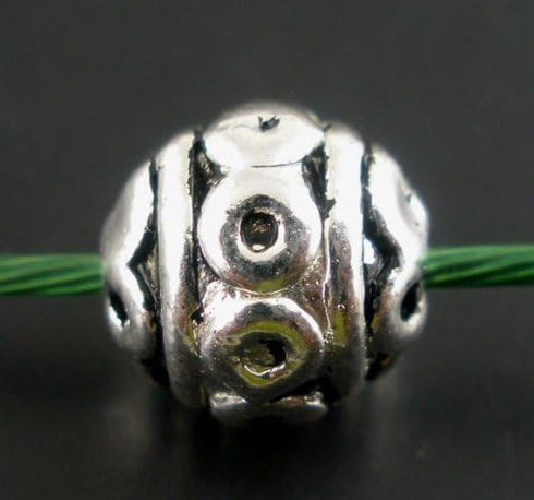 40pc Antique Silver Bali Style Carved Spacer Beads 8mm Beading Supplies...