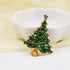 Christmas Tree Brooch Classic Crystal Pin Women Green gold-tone...