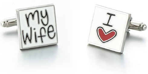 Letter Cufflinks for Men, I Love My Wife Cufflinks, Letters Square Cuff Links, I Love You Shirt Tuxedo Cufflinks, Punk Cufflinks French Cufflinks,...