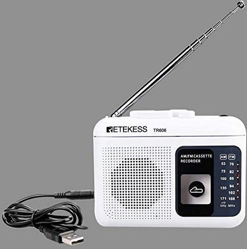 Retekess TR606 Cassette Tape Player, Cassette Player Recorder, Built-in Speaker, AUX/Microphone Jack, Support AUX Line in Record, AM FM Radio, Pow...