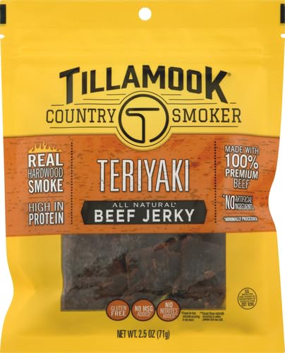 Tillamook Country Smoker Real Hardwood Smoked Beef Jerky, Teriyaki, 2.5 Ounce...