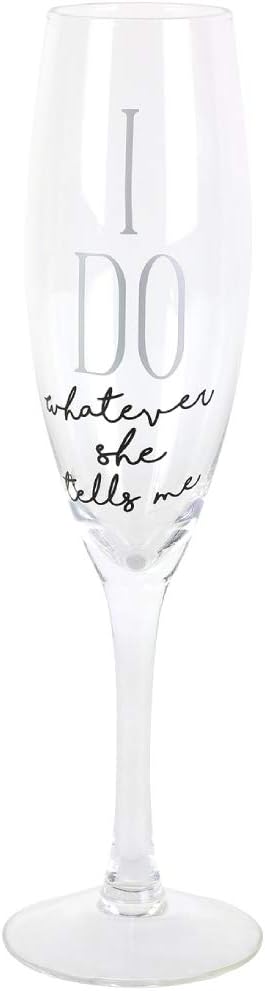 Enesco Our Name is Mud I Do Glittered Wine Glasses Wedding Champagne Flute, 2 Piece Set, Clear...