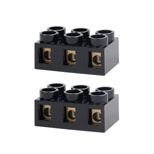 2pcs 500V 60A 3 Position Dual Row Screw Terminal Block, Double Row Electrical Barrier Terminal Strip Block Black for Power Distribution Box, Elect...