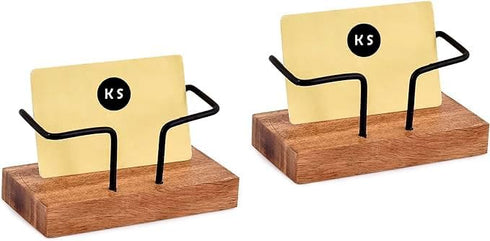 Business Card Holder Iron Name Card Organizer Name Card Business Card Display Holders for Desk Office Home Decoration (4.25" x 2" x 2") (Set of 2)...