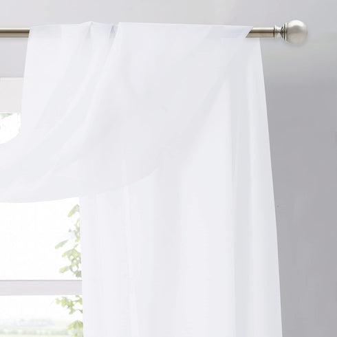 NICETOWN Sheer Canopy Bed Curtains Panels 216 - Home Decoration Sheer Voile Scarf Valance for Wedding (1 Panel, W60 x L216, White)...