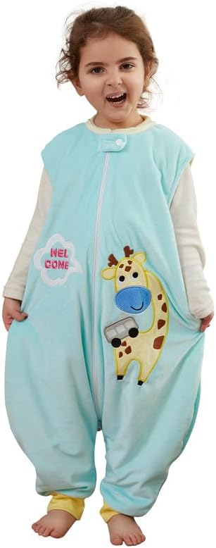 Baby Must Haves Baby Blankets Split Leg Sleeping Bag Unisex 1-3 Years Old Polyester Wearable Blanket Toddler Sleeping Bag Sack Light Blue Giraffe ...