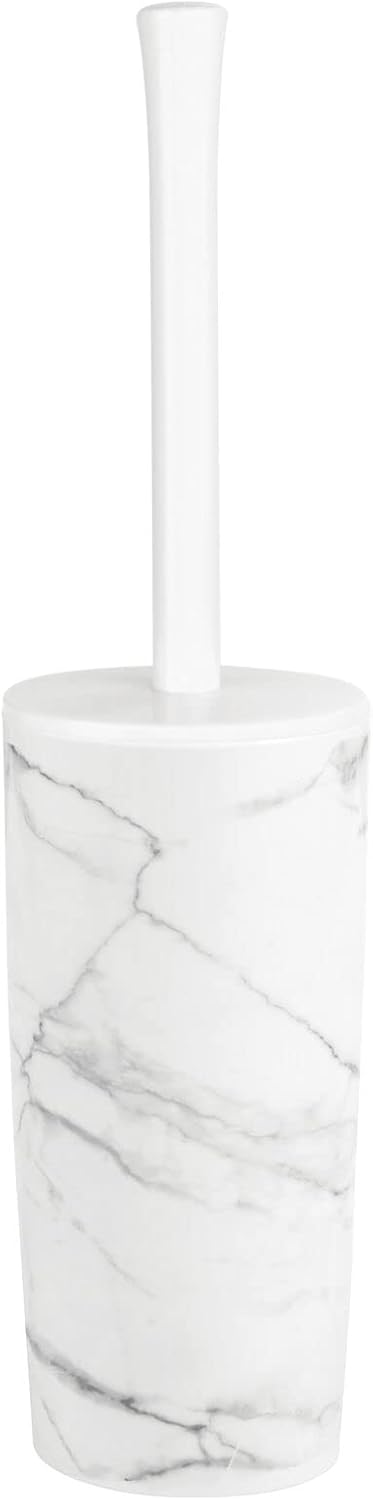 mDesign Slim Plastic Toilet Bowl Brush and Holder Set, Modern Compact Storage Organizer Cleaner Scrubber for Toilet - Heavy Duty Cleaning Plunger ...