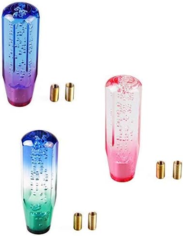 MASO Speed Gear Stick Shift Knob Universal Gear Knob with 3 Adapter Crystal Aluminum White+Pink(10CM)...