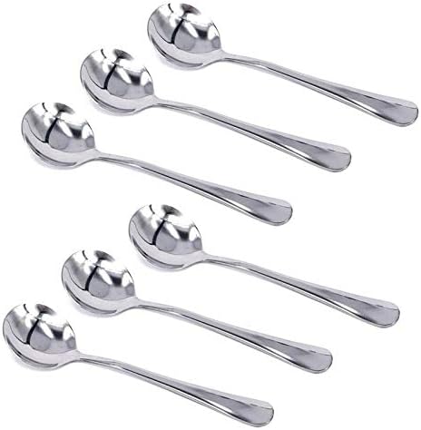 HornTide 6-Piece Soup Spoon Set Bouillon Spoon Flatware Stainless Steel Mirror Polishing 6.5-Inch 16.6cm...
