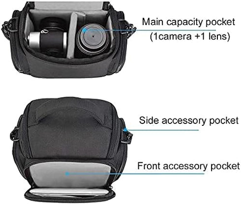 CADeN Compact Camera Shoulder Crossbody Bag Case Compatible for Nikon, Canon, Sony SLR/DSLR Mirrorless Cameras and Lenses Waterproof(1.0 S, Black)...