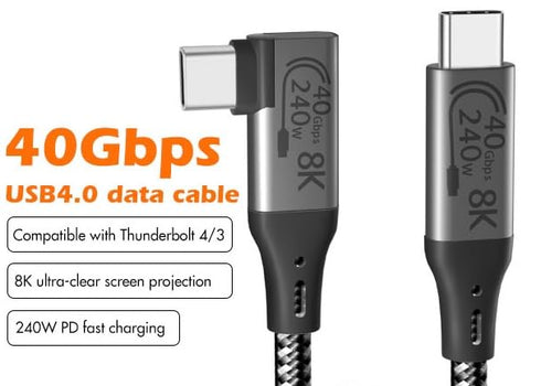 1-Foot USB4 Cable Compatible with Thunderbolt 3, Thunderbolt 4 and USB-C - Supports 8K HD Display, 40gbps Data Transfer, 240W Charging - 90-Degree...