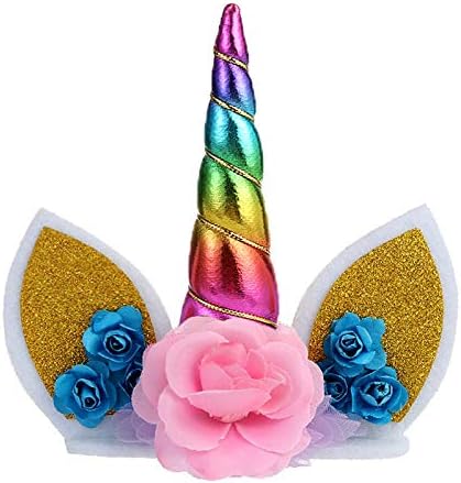Rainbow Unicorn Cake Topper Handmade Unicorn Cake Decoration for Birthday Party, Baby Shower and Wedding...