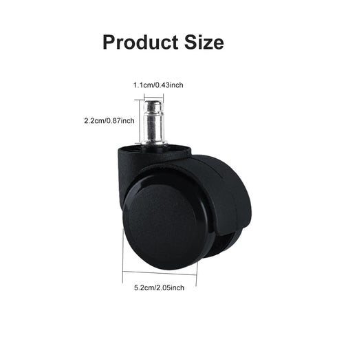 5pcs Chair Wheel, Office Chair Wheel Smooth Heavy Duty Universal Dual Caster Gaming Plastic(Black)...