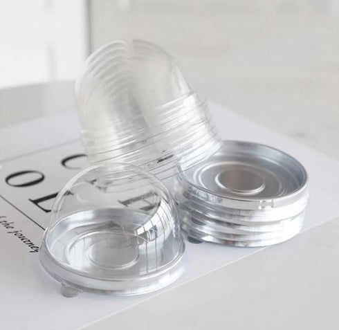 Hewnda 50 Pack 2 Inch of Clear plastic mini cake box muffins box cookies cookies muffins dome box wedding birthday gift box (silver)...