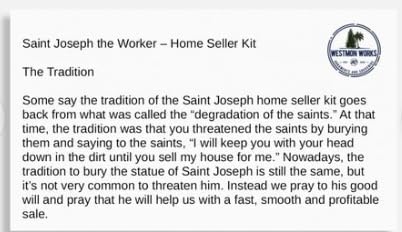 Westman Works Saint Joseph The Home Seller Realtor Kit Bulk Real Estate Selling Set, 15 Statues and Cards...
