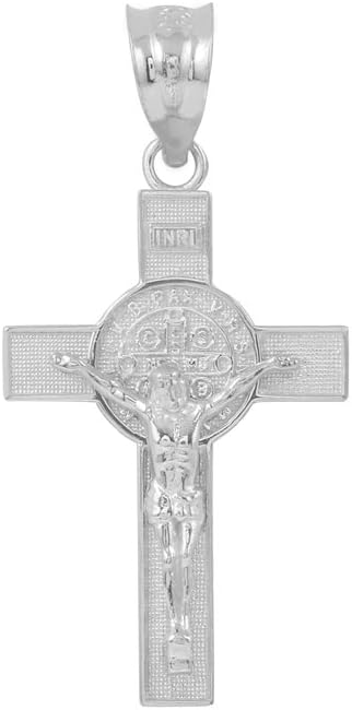 925 Sterling Silver St. Benedict Crucifix Cross Charm Pendant (1.10")...