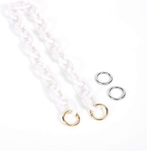 Yichain Chunky Acrylic Purse Strap Bag Chain Handle Replacement,Handbag Purse Making Accessory Decoration (White)...