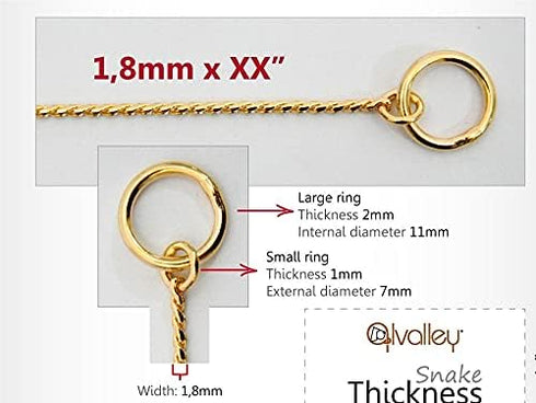 Alvalley Metal Chain Dog Show Collar - Pet Slip Collar for Shows - Fine Brass Snake Chain Collar - Adjustable for Toy, Small, Medium, Large, and E...