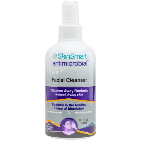 SkinSmart Facial Cleanser for Acne, Targets Bacteria for Active Teenage Athletes Post Workout and Adult Acne, 8 oz Spray Bottle, Safe for Multiple...