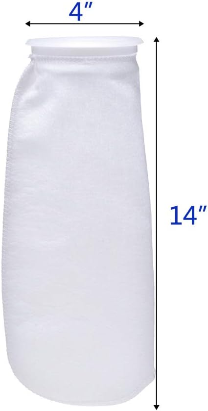 ALEGI Aquarium Filter Socks 4 inch by 14 Inch Long, 200 Micron - 4 Inch Ring Aquarium Felt Filter Bags - 4Pack...