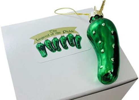 Christmas Pickle Ornament Pack Blown Glass Tree Decoration Gift Boxed, Set of 6...