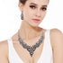 EVER FAITH Women's Crystal Elegant Bridal Floral Cluster Teardrop Statement Necklace Earrings Set...