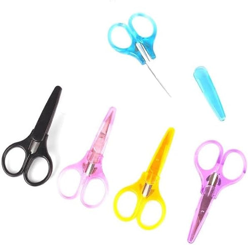 2pcs Stainless Steel Detail Scissors Sharp, Fine Tips ?Paper Cutting, Scrapbooking, Sewing, Crafting?Protective Cover (PINK-BLUE)...