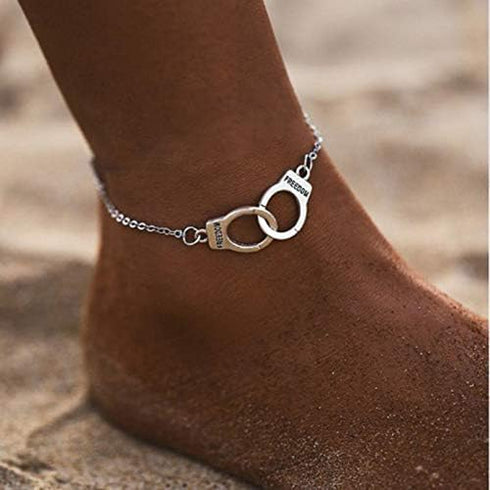 Handcuffs Anklet Bracelet stainless steel Cute Silver Anklets chain charm Foot Jewelry Accessories for Women Summer Beach...