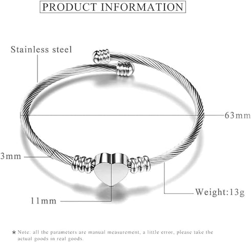 XAM 3 Pcs/set Elegance Heart Jewelry Set Stainless Steel Heart Shaped Necklace Bracelet and Stud Earring for Women...