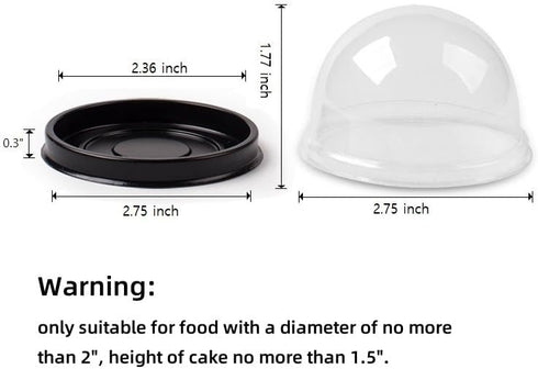 RAUVOLFIA 100 Pack 2 Inch Mini Cake Containers Clear Plastic Cupcake Box with Dome Lids for Chocolate Covered Cookies, Muffin, Mooncake and Other ...