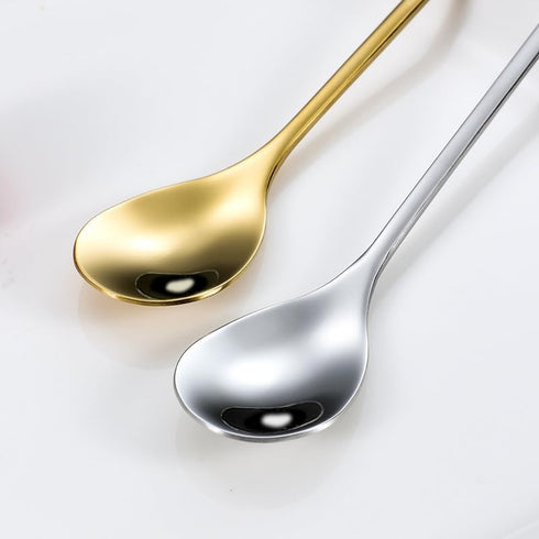 10 pcs Gold Four-Leaf Clover Stainless Steel Spoon Set, Unique Design for Coffee, Tea, Desserts, Ice Cream 4.7inch...