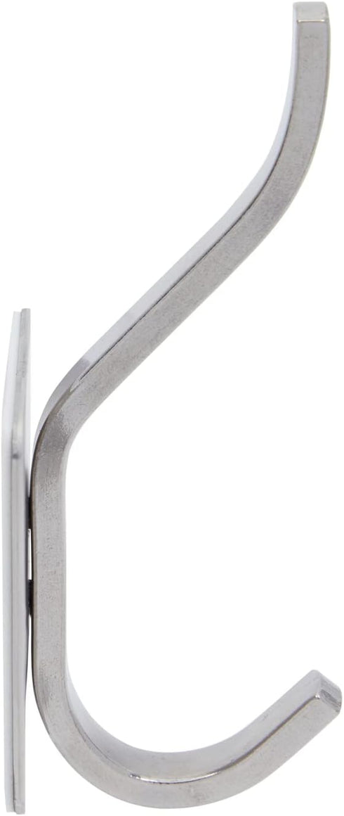 6 Pack Double Post Adhesive Wall Hooks, Heavy Duty Stainless Steel for Hanging Towel Coat Hat (3.6 in)...