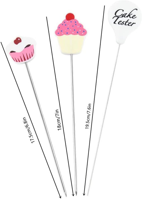 3Pcs Stainless Steel Cake Tester Reusable Metal Cake Probe Cake Testing Needle Home Bakery Muffin Bread Cake Tester Probe Skewer Pin Needle Kitche...