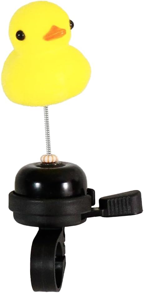 Bobbleheads Yellow Duck Bike Bell Spring Loaded Yellow Duck Bicycle Bell Bike Bells for Kids Bike Accessories a bicycle bell with 3 little yellow ...