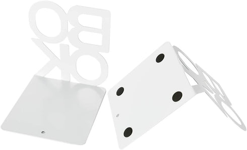 Book Ends - Decorative Metal Book Ends Supports for Bookrack Desk,Books, Unique Appearance Design,Heavy Duty (White)...