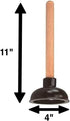 Rocky Mountain Goods Small Drain Plunger - Perfect Size for Unclogging Slow Sinks, Drains, Tubs and Showers - 9” Solid Wood Handle - Unclogs Sinks...