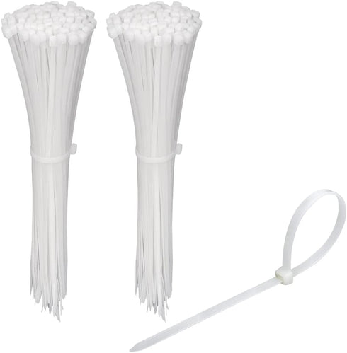 200 Pack Bulk KOOWIN Medium Nylon Plastic Cable Zip Ties 8 inch Wire Wraps White...