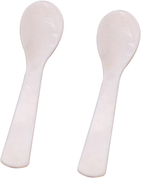 Set of Caviar Spoons with Shell Design - Mother of Pearl MOP Caviar Spoons with Round Handles for Serving Caviar, Eggs, Ice Cream, Coffee in Resta...