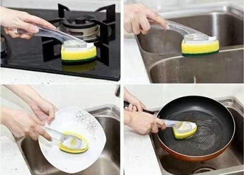 Non-Scratch Heavy Duty Dish Wand Sponge for Kitchen Sink Cleaning Brush (1 Wand with 6 Sponge Heads)...