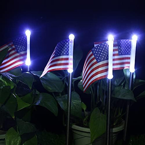 Epicgadget Solar Lights Outdoor, Outdoor Led Pathway Landscape Solar Lights Solar Powered Garden Lights American Flag Shaped Decor Stake Lights fo...
