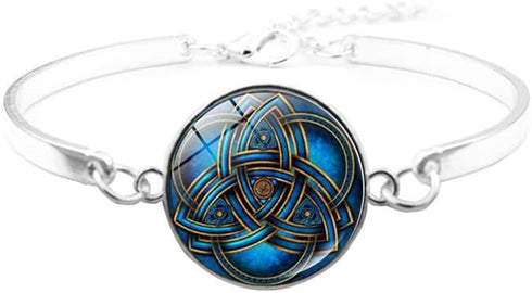 RTY Celtic Knot Jewelry Set Irish Ethnic Style Celtic Knot Pendant Necklace Mysterious Blue Earrings Bracelets Gift...