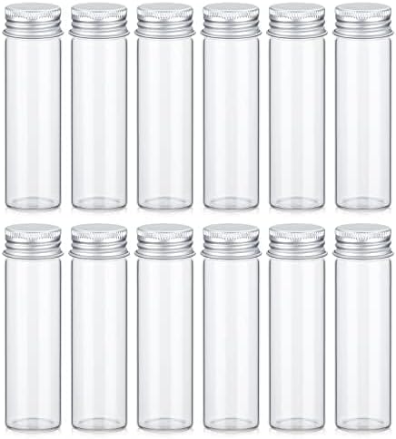 TOBWOLF 12PCS 50ml / 1.7oz Glass Spice Jars, Transparent Spice Containers with Aluminum Lids, Seasoning Storage Bottle Spice Bottles, Glass Season...