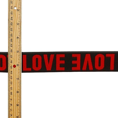 Ribbon 4-yards 1-1/2" (39mm) Love Elastic Stretch Ribbon Trim for Stretch Elastic Band, Headband, Hand Band and Waist Belt , TR-11609 (Red/Black)...