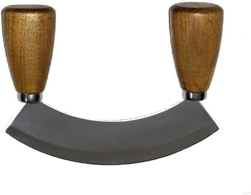 Mezzaluna Chopper Rocking Knife with Sharp Blades,ULU Knife As a Veggie Rocker Pizza Cutter Kale Herbs Chopper Cheese Slicer...