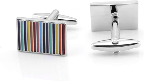 Rainbow Stripes Cufflinks for Men Rectangle Pair Men Cuff Links Classic Men Tuxedo Shirt Cufflink For Business Wedding Daily Shirts...