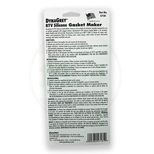 47181 DynaGrey Low Volatile RTV Silicone Gasket Maker, -85 to 500 Degree F, 3.8 oz Carded Tube, Grey...