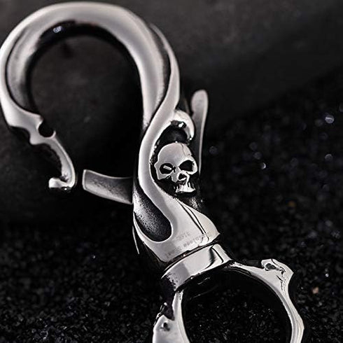 Birch & Bliss 316L Stainless Steel Swivel Skull Keychain | Keyring - Blackstatic Collection | Graduation & Fathers Day - Gifts For Men...